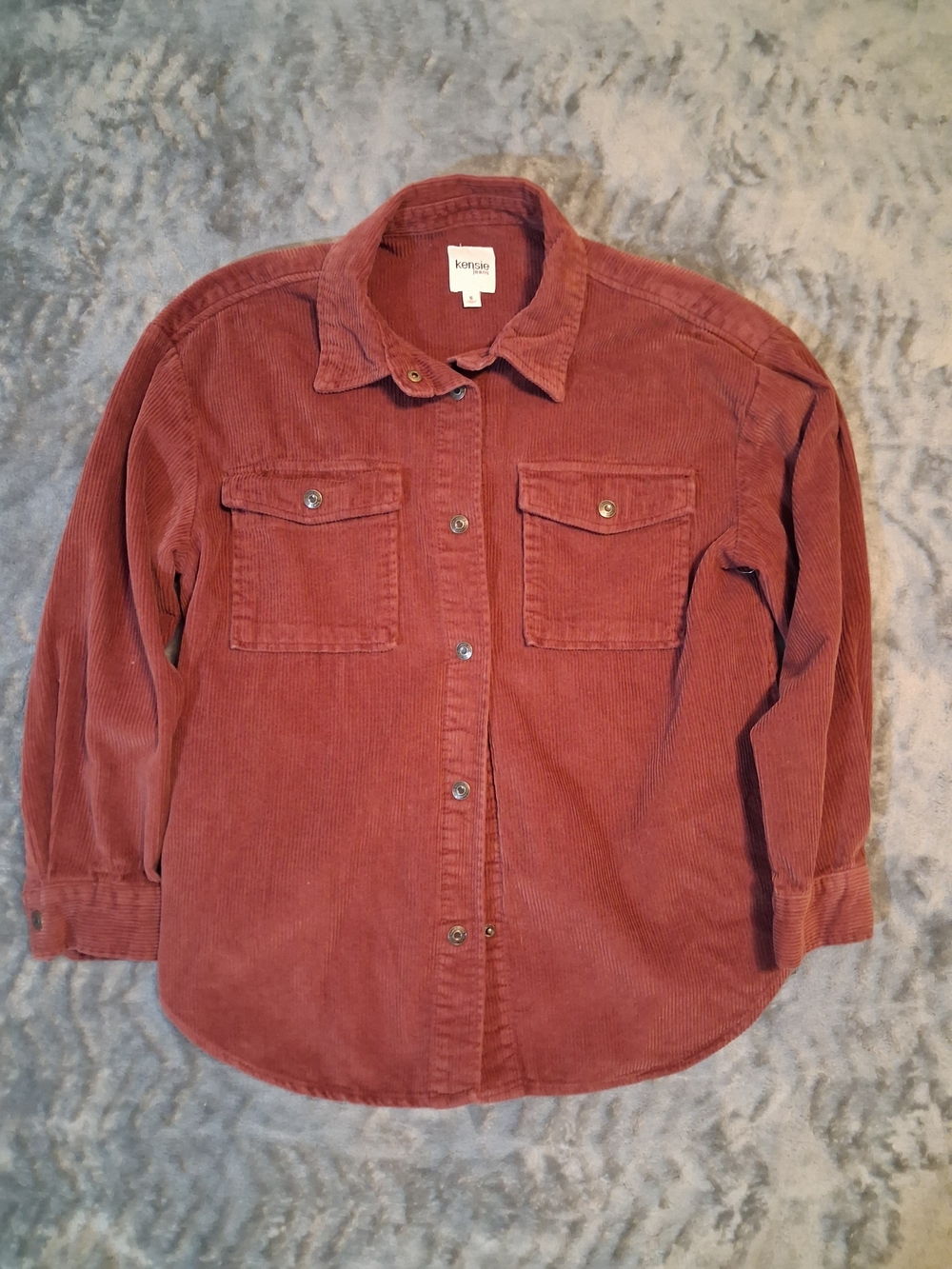 Kensie Jacket Men's Small Dark Brown Corduroy Snap-Up Western Cowboy Shacket